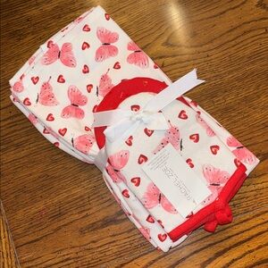 RACHEL ZOE Hearts & Butterfly 5-Pc Kitchen Towel Oven Mitt Set **NEW**